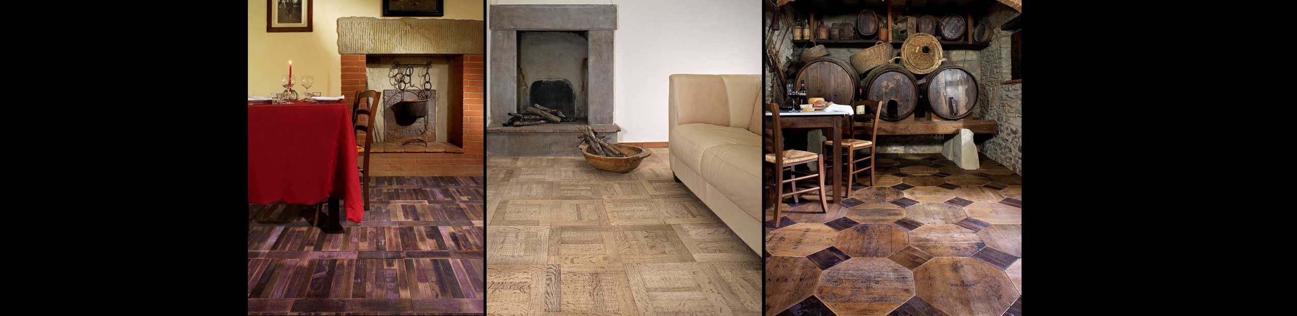 das Bild zeigt drei Holz Teppiche aus dem Upcycling